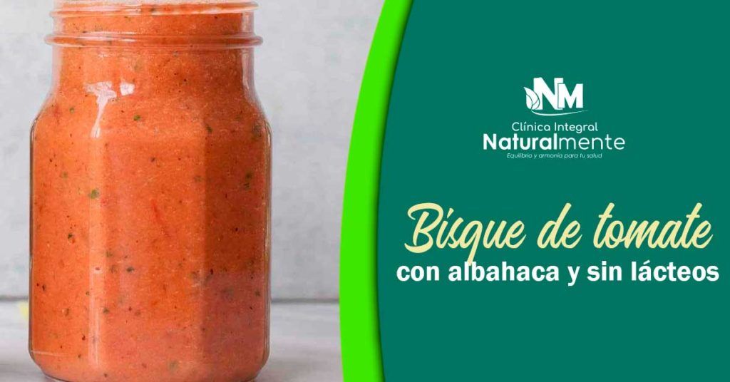 Bisque de tomate y albahaca sin lácteos
